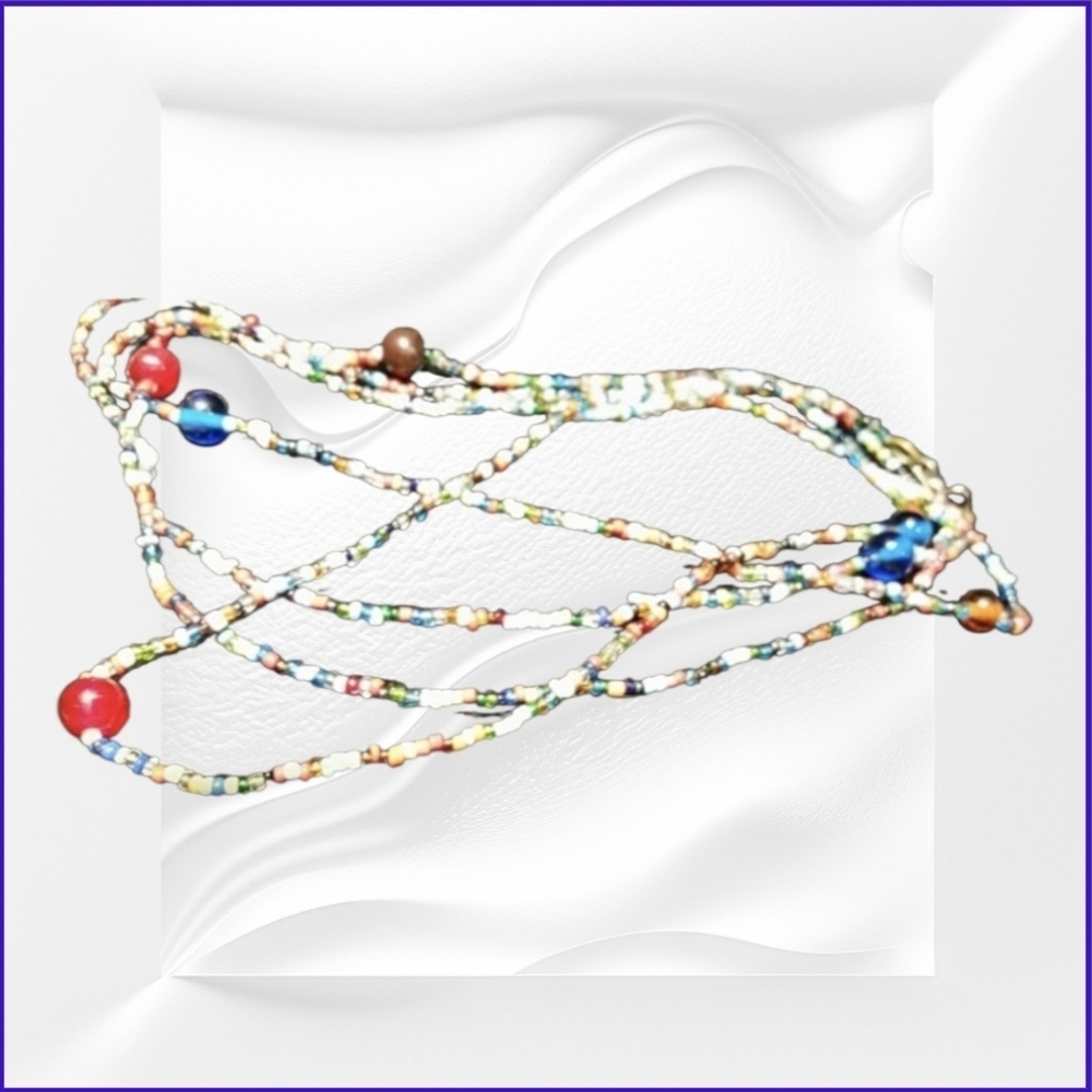 Multicolored Seed Bead Necklace With Larger Bead Accent-NWOT 57" L New